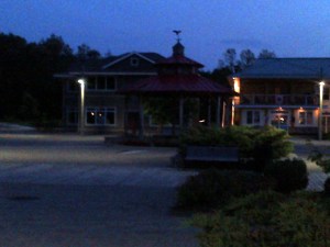 Gazebo with red roof 