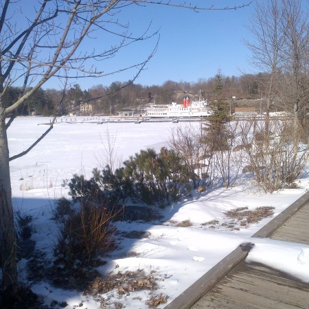 Boat in frozen bay