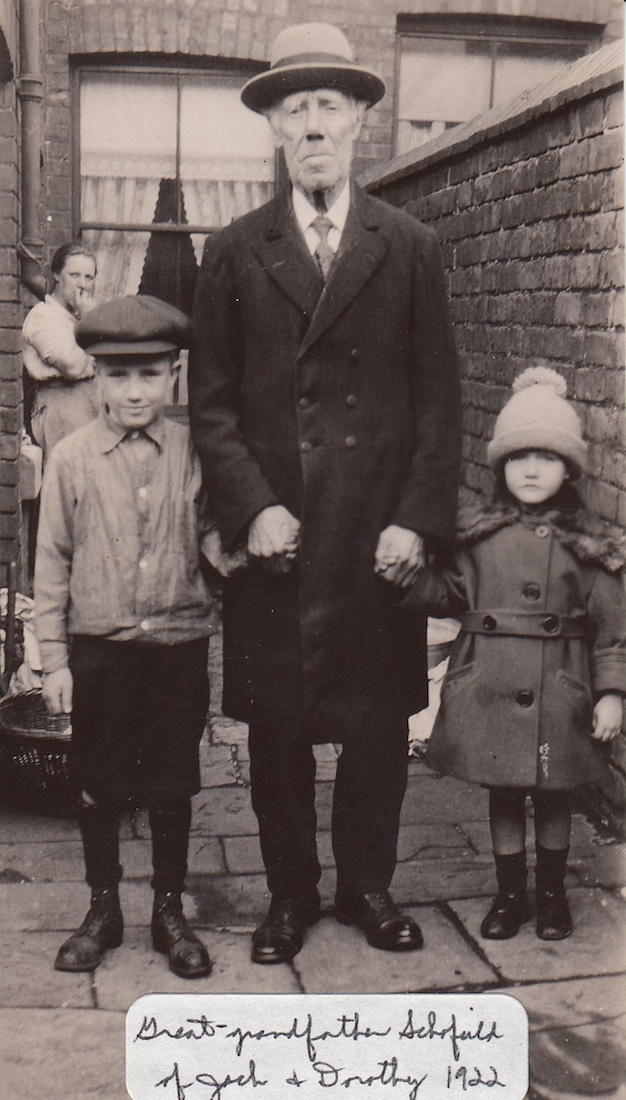 Great grandfather with boy and girl